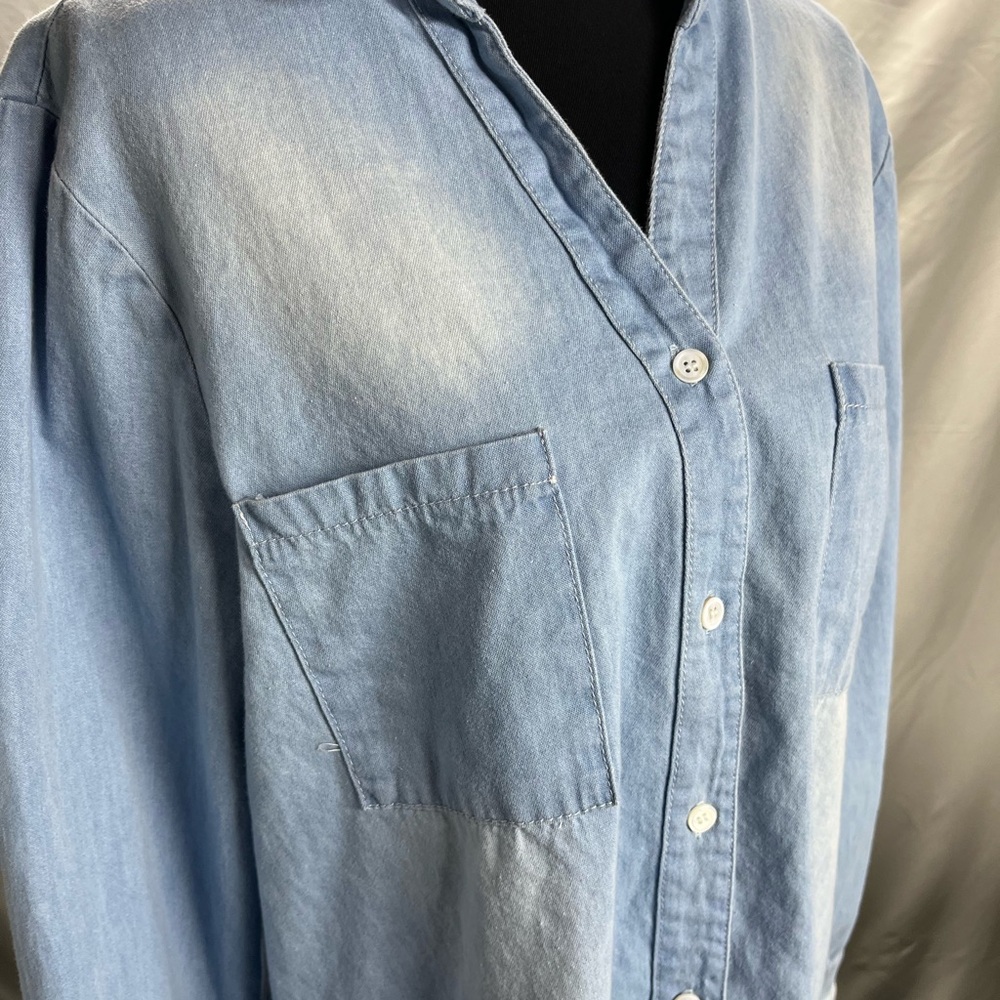 Zilcremo Light Blue Denim Long Sleeve Shirt Dress Large - Picture 4 of 8
